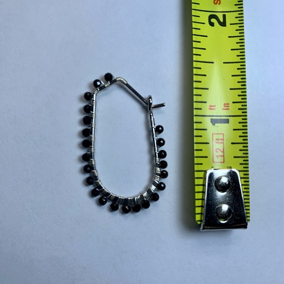 Black Spinel Earrings (Rhodium Plated) - Picture 3 of 4